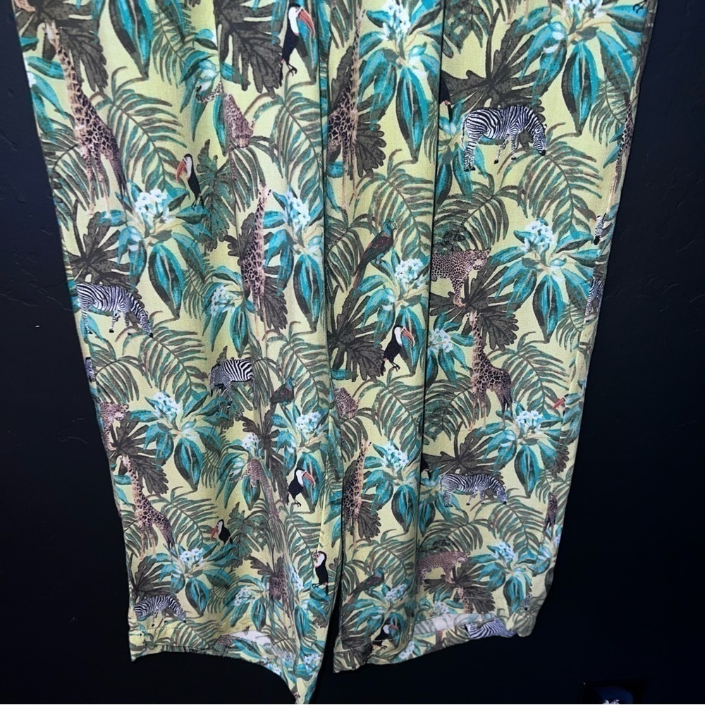 JANE + DELANCEY Women set Green Jungle Print Button Down Shirt XL Animals Zebra - Picture 12 of 17